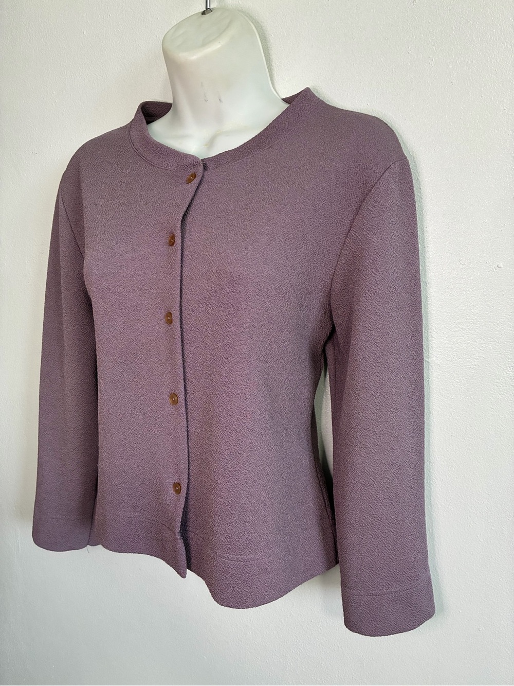 De Rotchild Mauve Textured Knit Cardigan Sweater Size L